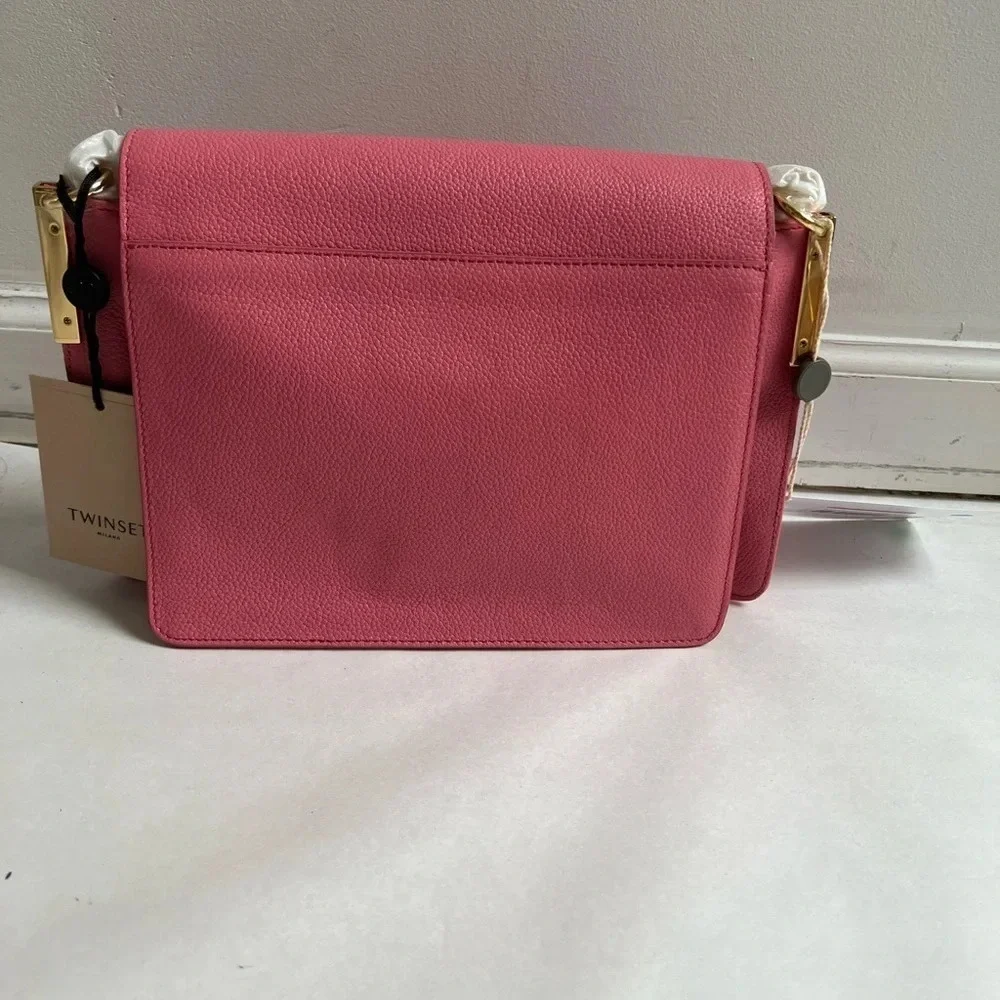 NEW Twinset Italy Gorgeous Pink Eco Vegan Leather Crossbody Shoulder Bag Purse